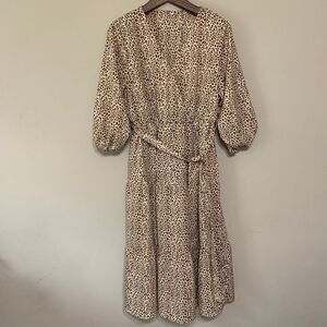 Leopard Animal Print V-Neck Tiered Dress Size XL Coastal Cowgirl